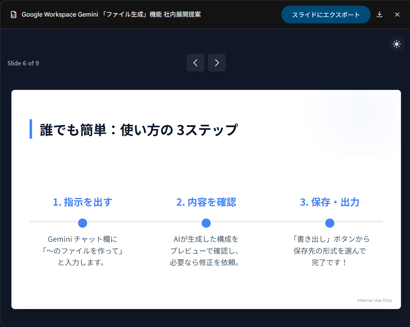生成されたスライド 6：使い方（3ステップ）