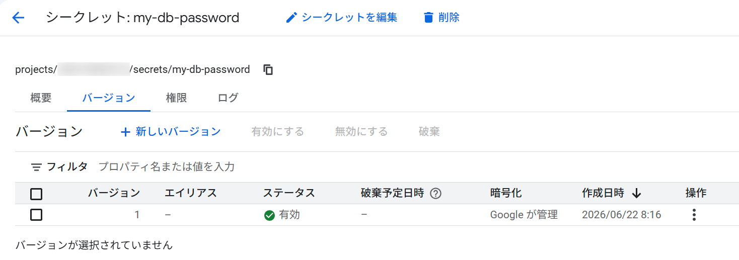作成された Secret