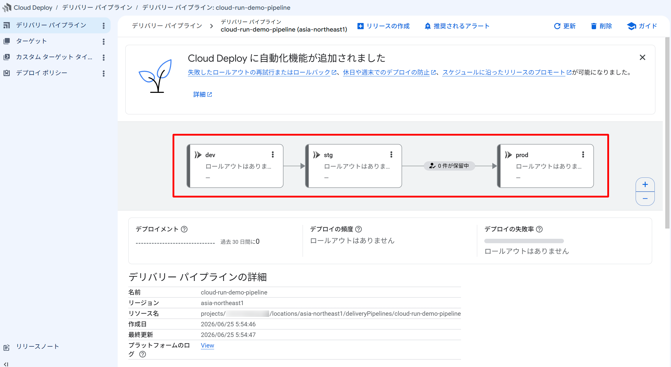 パイプライン詳細画面