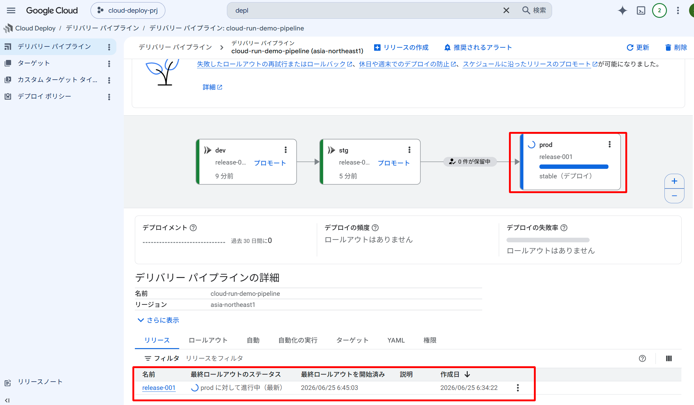 prod デプロイ開始