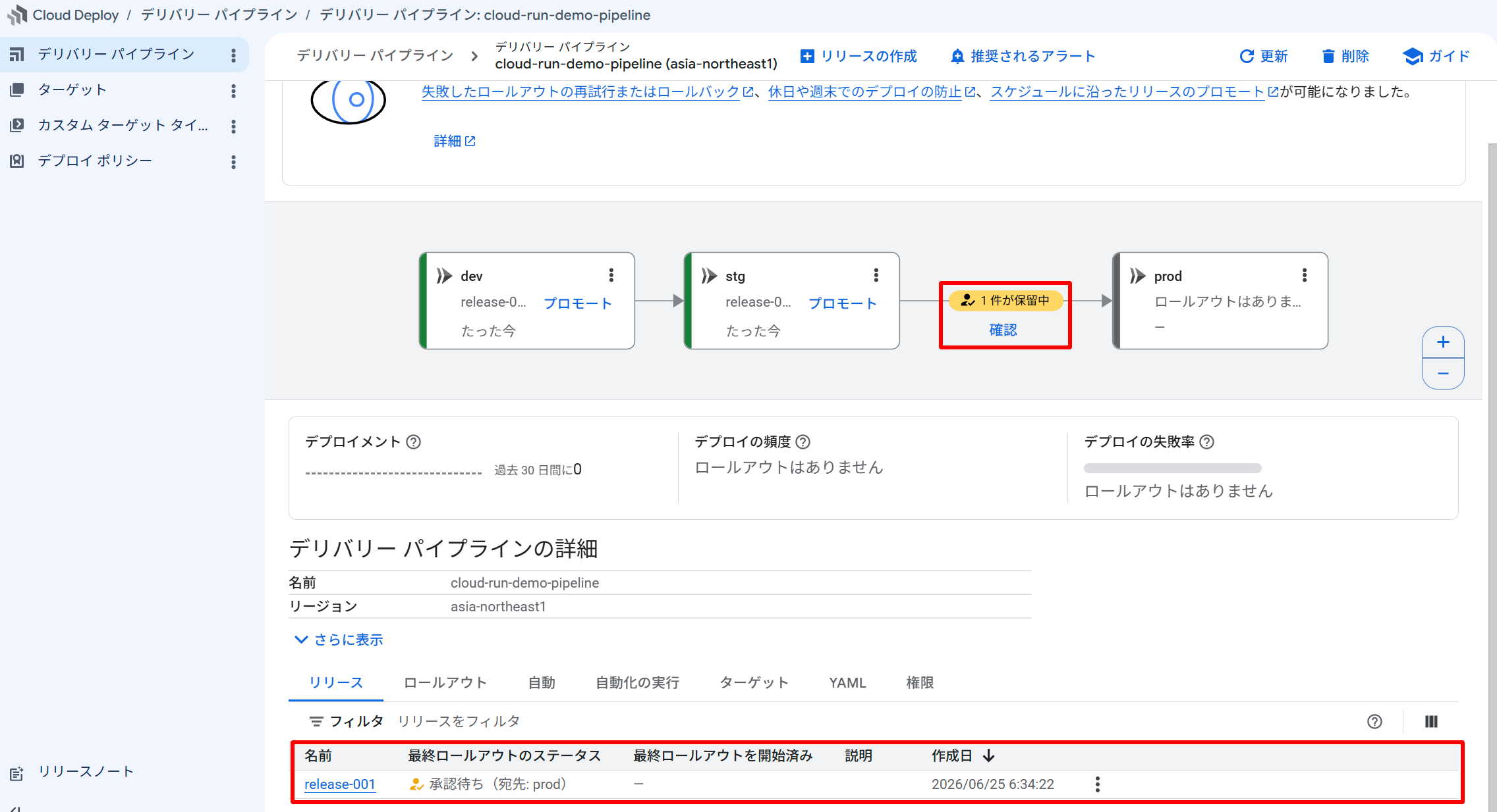prod 承認待ち状態