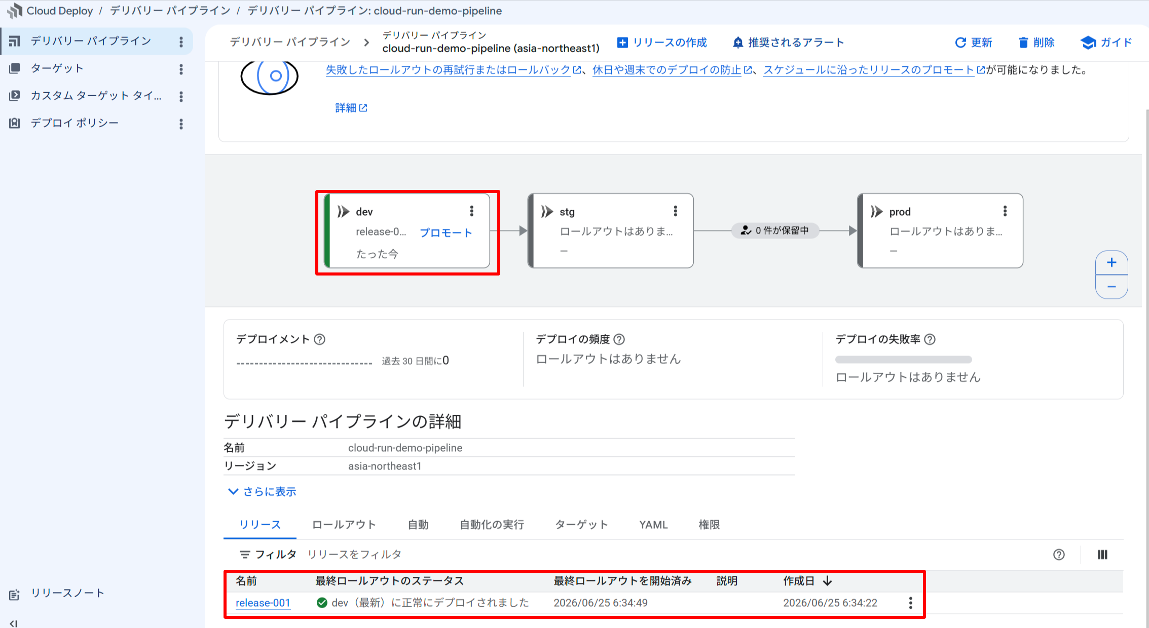 dev デプロイ成功