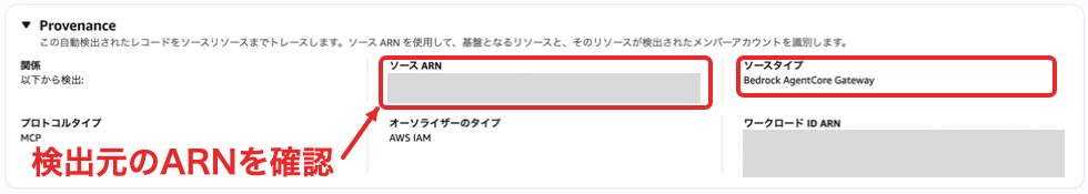 Provenanceから検出元GatewayのARNとリソース種別を確認する
