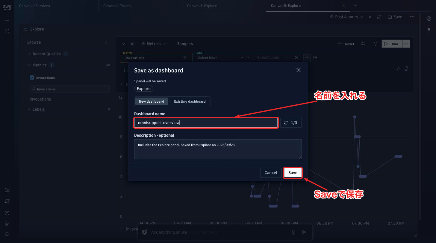 SaveでページをダッシュボードとしてOmniに保存する
