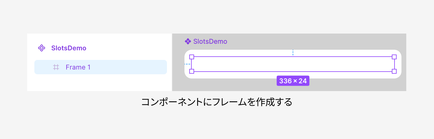 コンポーネントの中にフレームを作成した状態