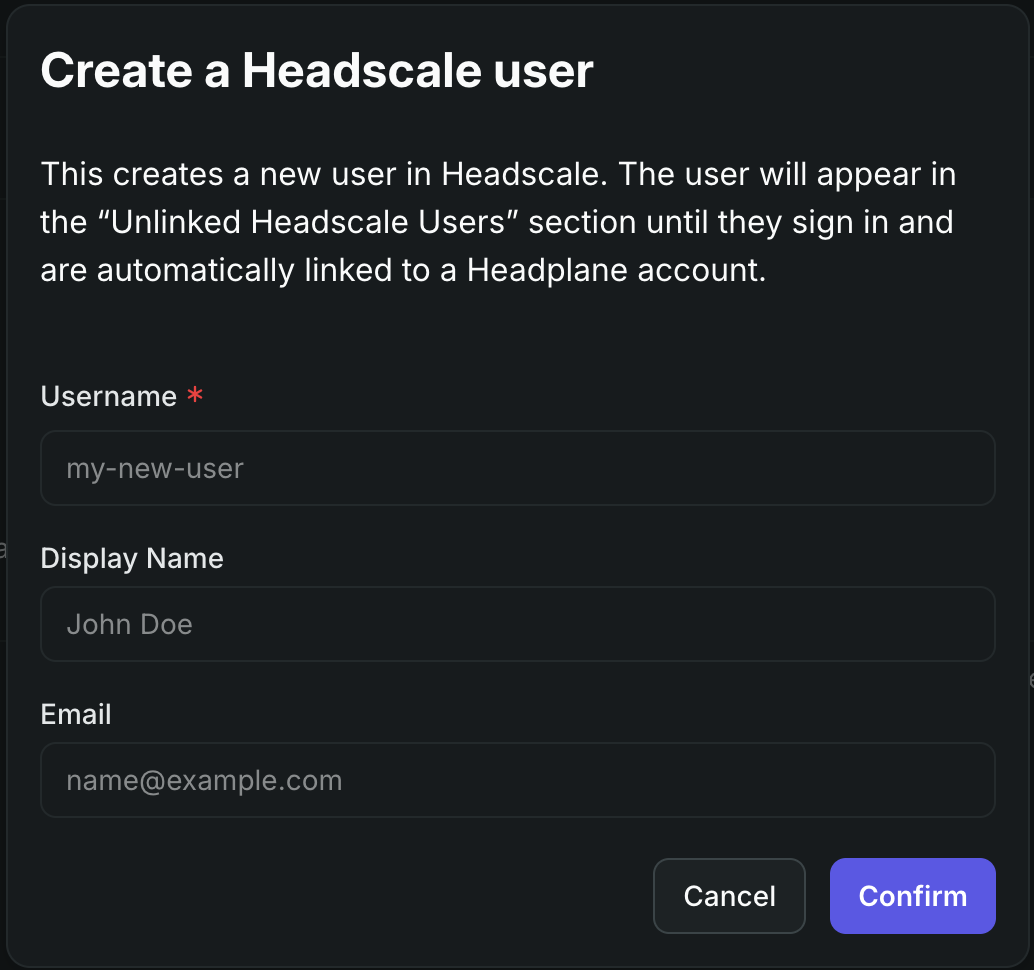 Headplane の Users 画面