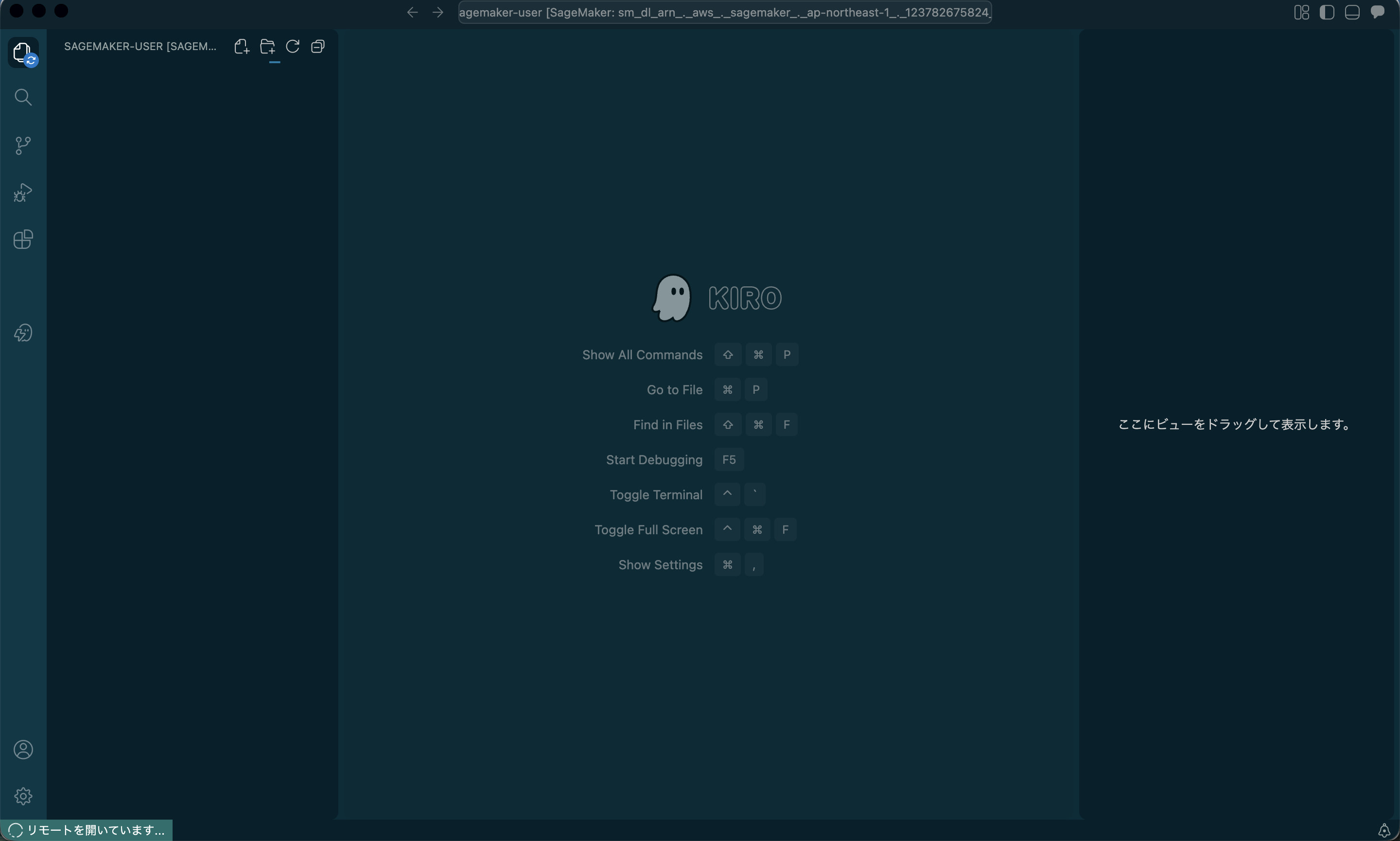 Kiro IDE - SageMaker リモート接続画面