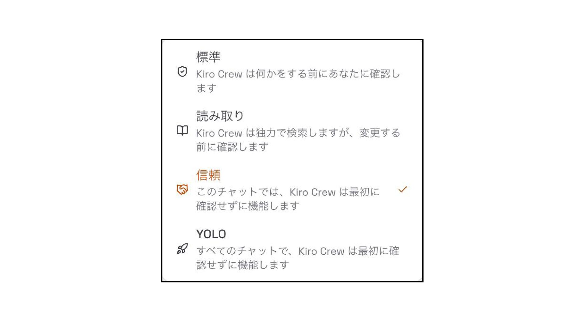 スライドp28: 承認モードの選択(標準 / 読み取り / 信頼 / YOLO)