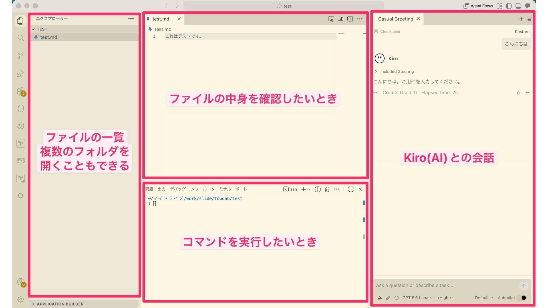 スライドp8: Kiro IDEの全体画面