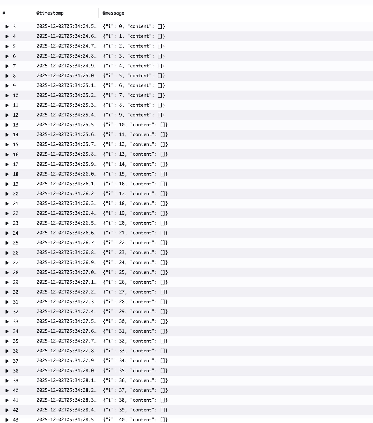 通常のLambda実行環境でテストした際のログ