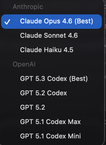 モデル選択画面