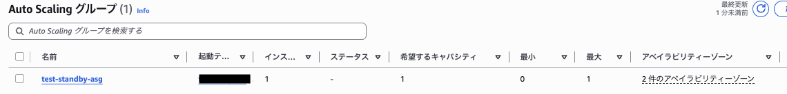 ASGのグループサイズ編集画面 最小を0に変更