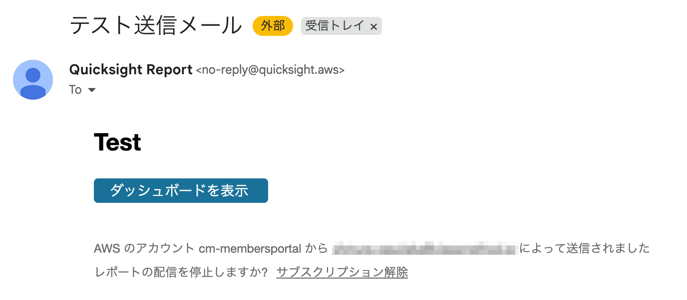 実際のテストメール