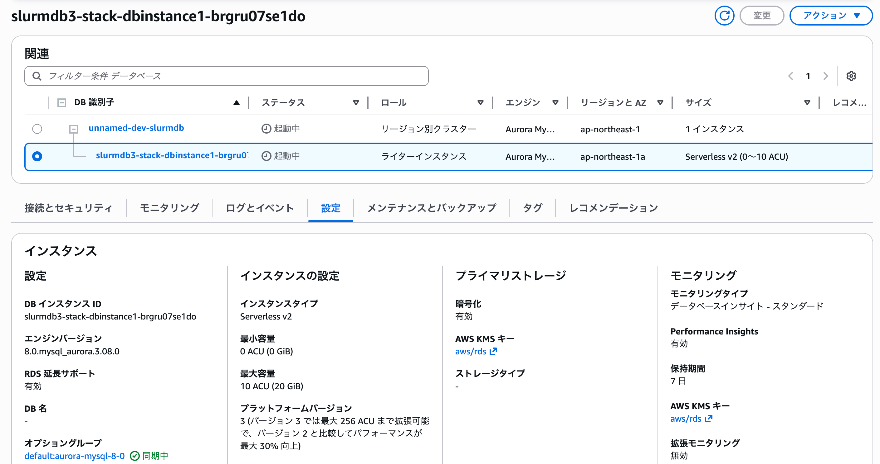 slurmdb3-stack-dbinstance1-brgru07se1do_-_データベースの詳細___Aurora_and_RDS___ap-northeast-1-2.png