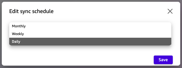 同期スケジュールの選択