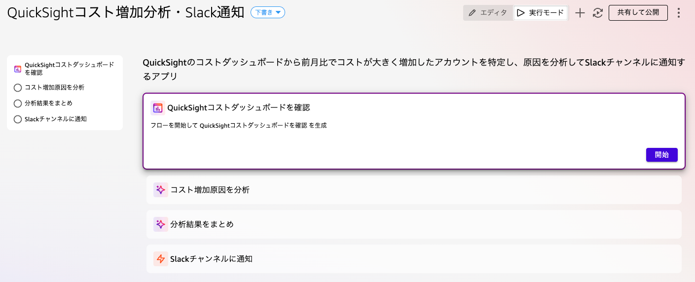 手動実行の実行画面