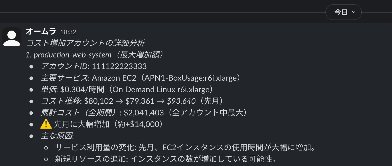 Slack チャンネルでの通知受信