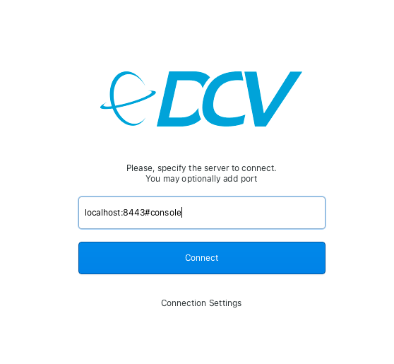 DCV Viewer の接続先入力画面