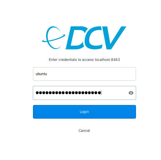 Amazon DCV の認証画面
