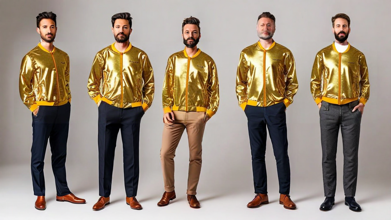 Multiple men (specify number), full body portrait, standing poses, varied casual and formal attire, neutral background, studio lighting, professional photography, high detail (19).png
