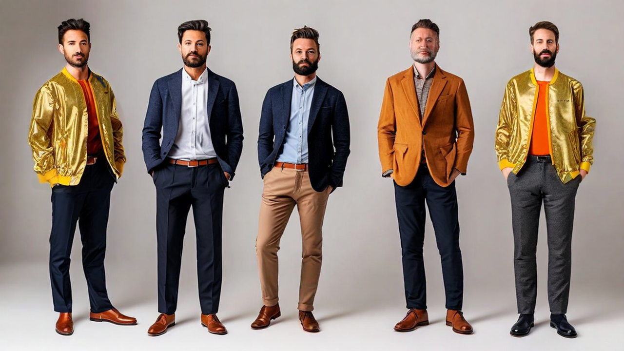 Multiple men (specify number), full body portrait, standing poses, varied casual and formal attire, neutral background, studio lighting, professional photography, high detail (16).png